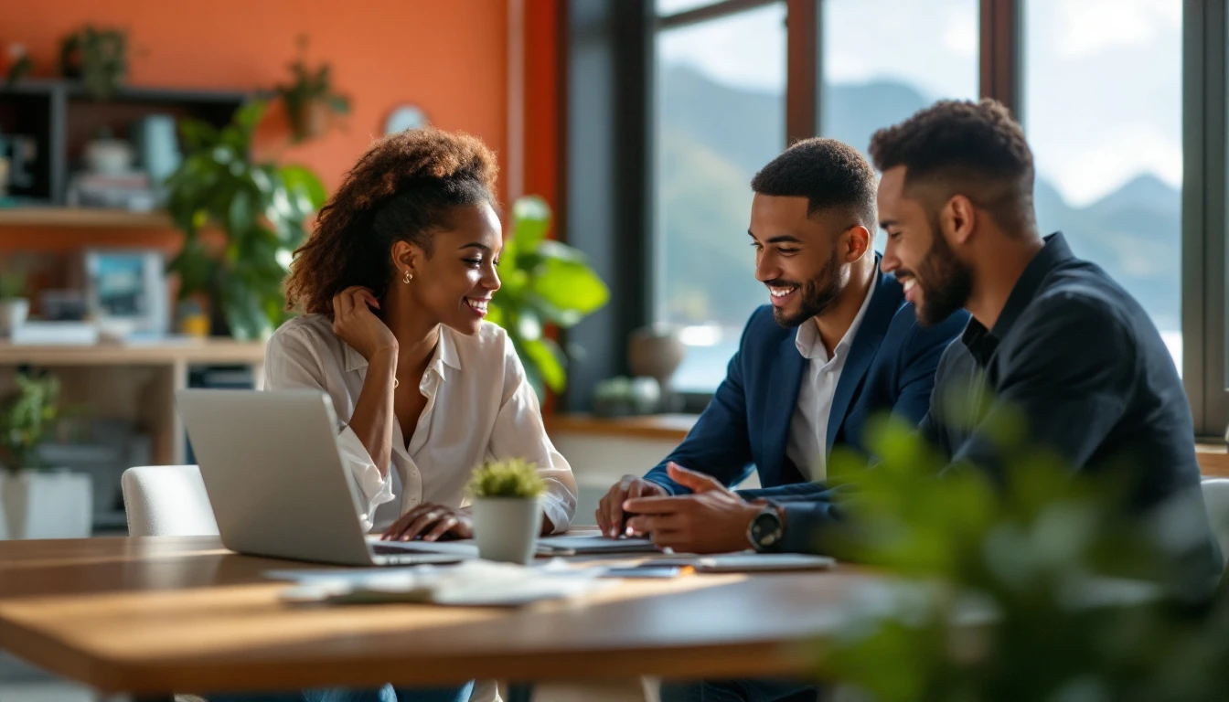 Création de site internet à Basse-Terre : équipe Innotech IT présentant un site internet à un client