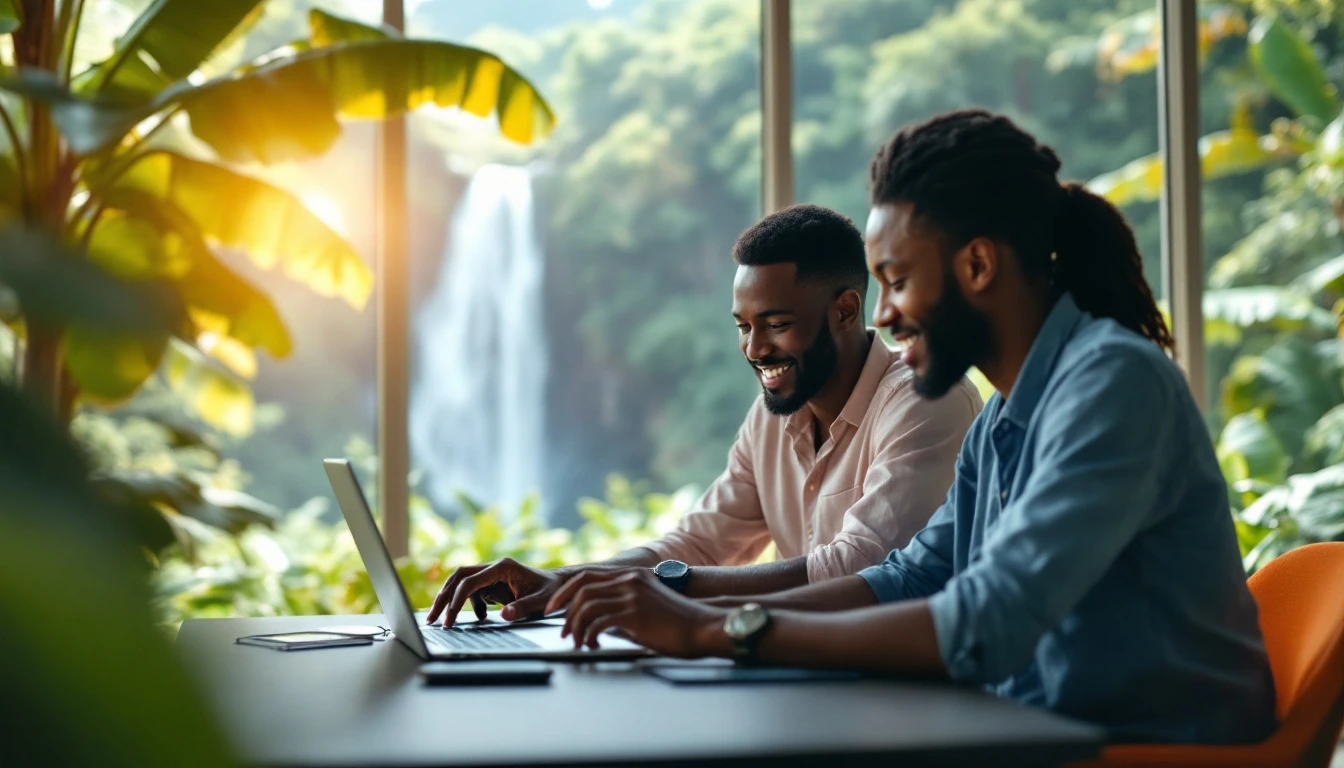 Création de site internet à Capesterre-Belle-Eau : équipe Innotech IT présentant un site internet à un client