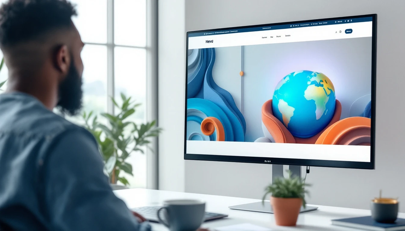 Création de site internet en Guadeloupe : maquette d'un site vitrine présentée sur grand écran