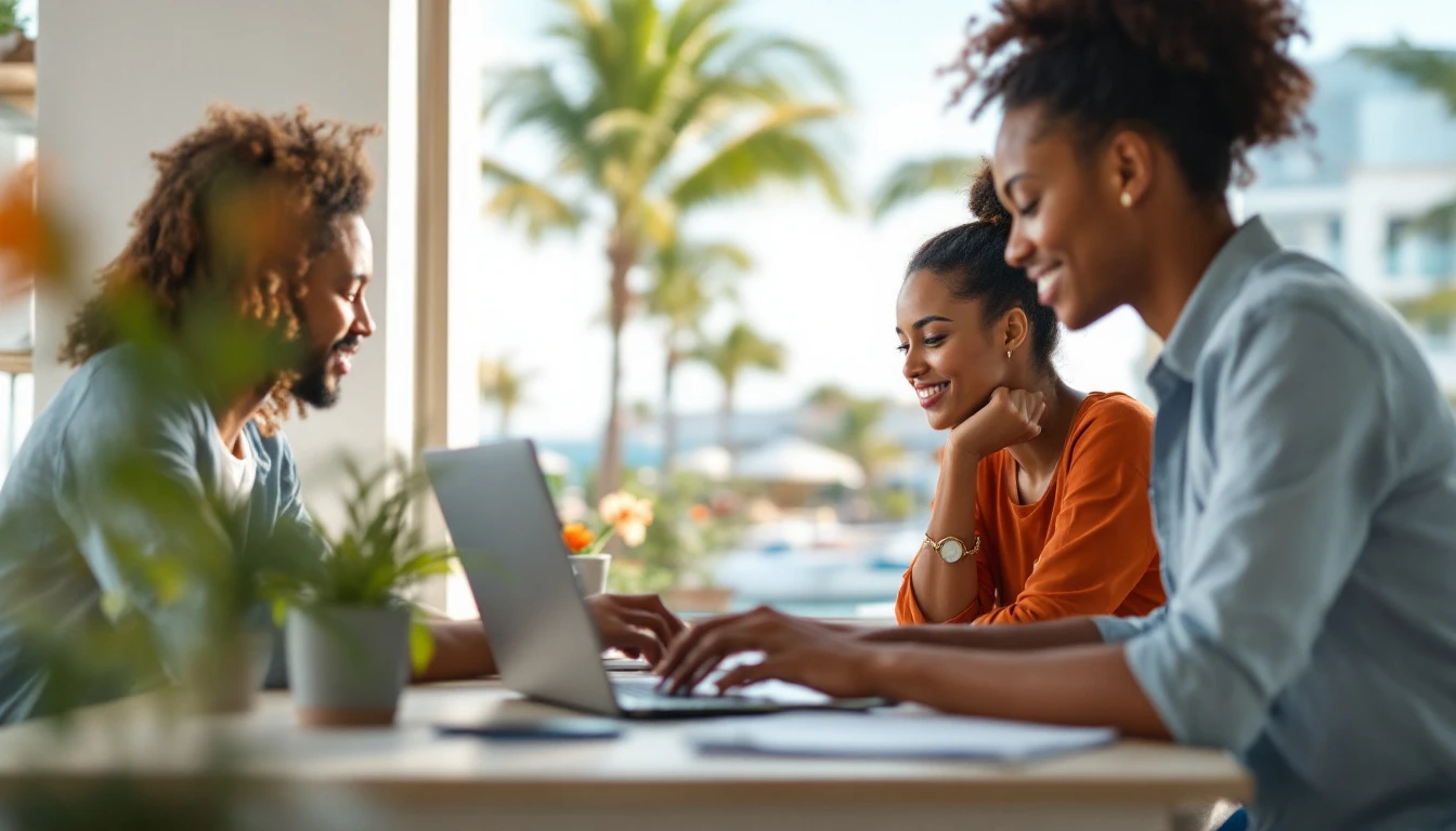 Création de site internet au Gosier : équipe Innotech IT présentant un site internet à un client