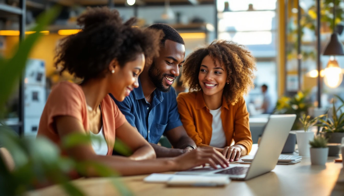 Création de site internet aux Abymes : équipe Innotech IT présentant un site internet à un client