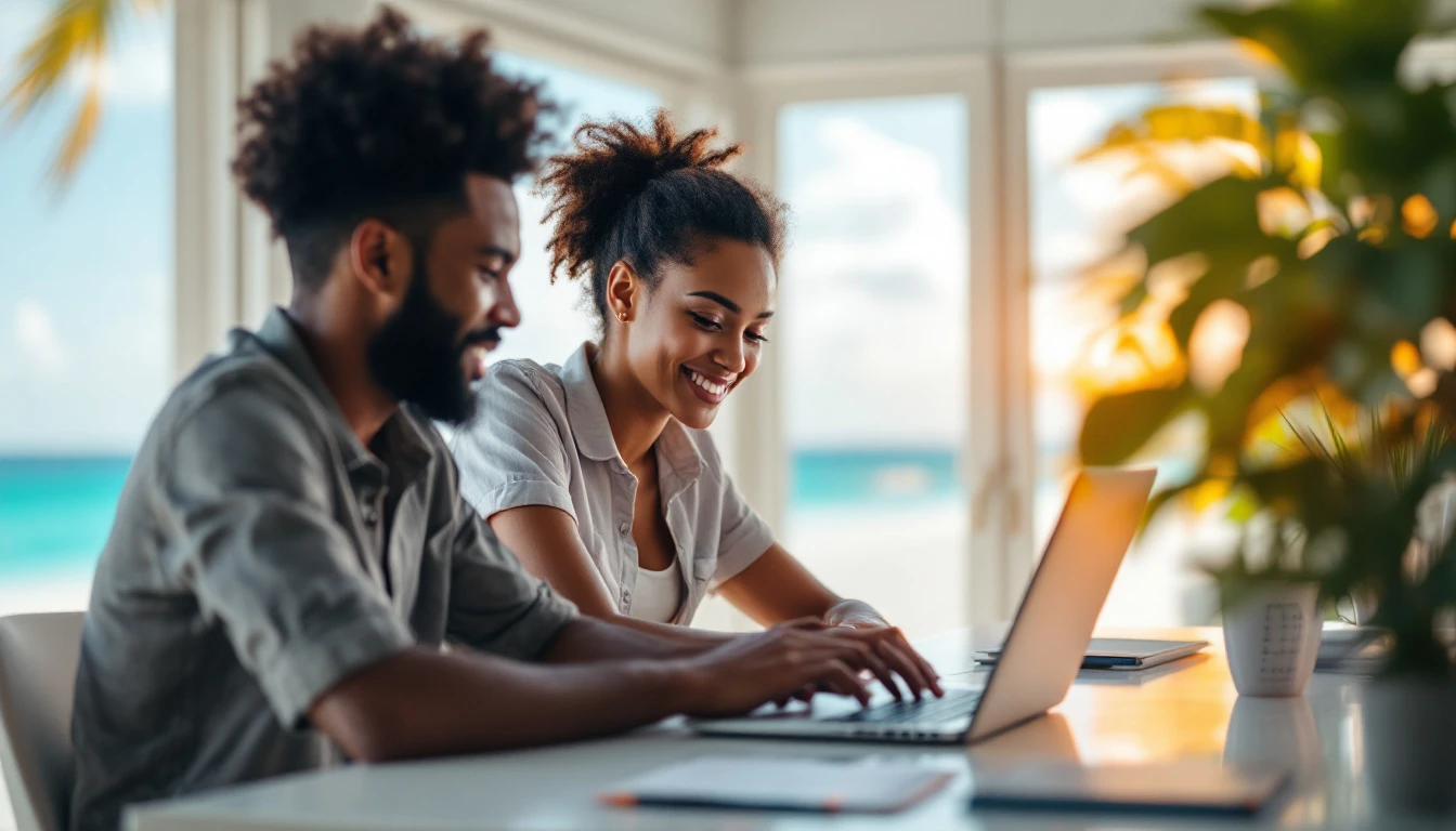 Création de site internet à Sainte-Anne : équipe Innotech IT présentant un site internet à un client
