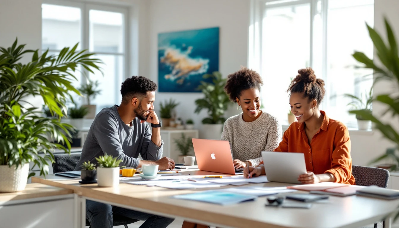 Agence web en Guadeloupe : équipe d'Innotech IT en réunion de projet dans son bureau aux Abymes