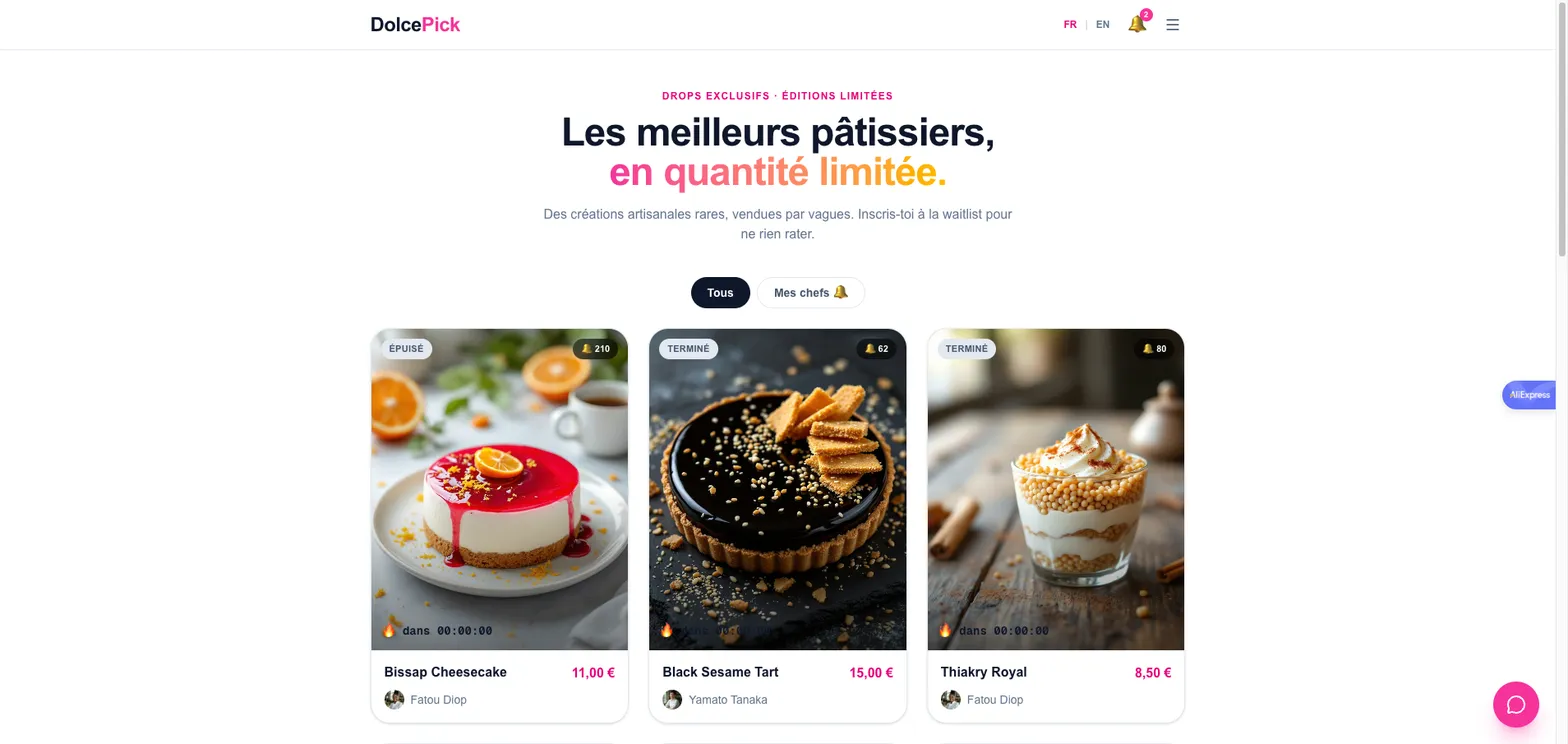Projet DolcePick - Marketplace pour patissiers